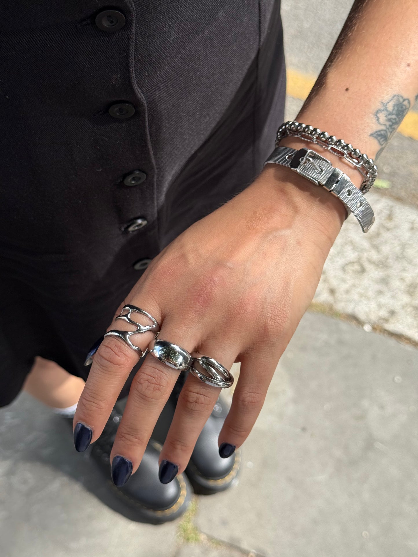 Abstract Silver Ring